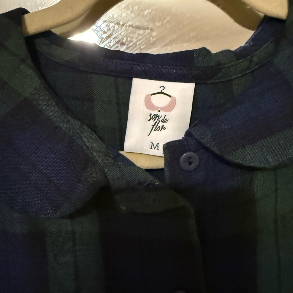 Son de Flor Classic Dress, Long Sleeve - Blue Tartan / M - Picture 3 of 5